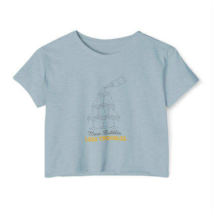 More Bubbles, Less Troubles - Gold - Festival Crop Top