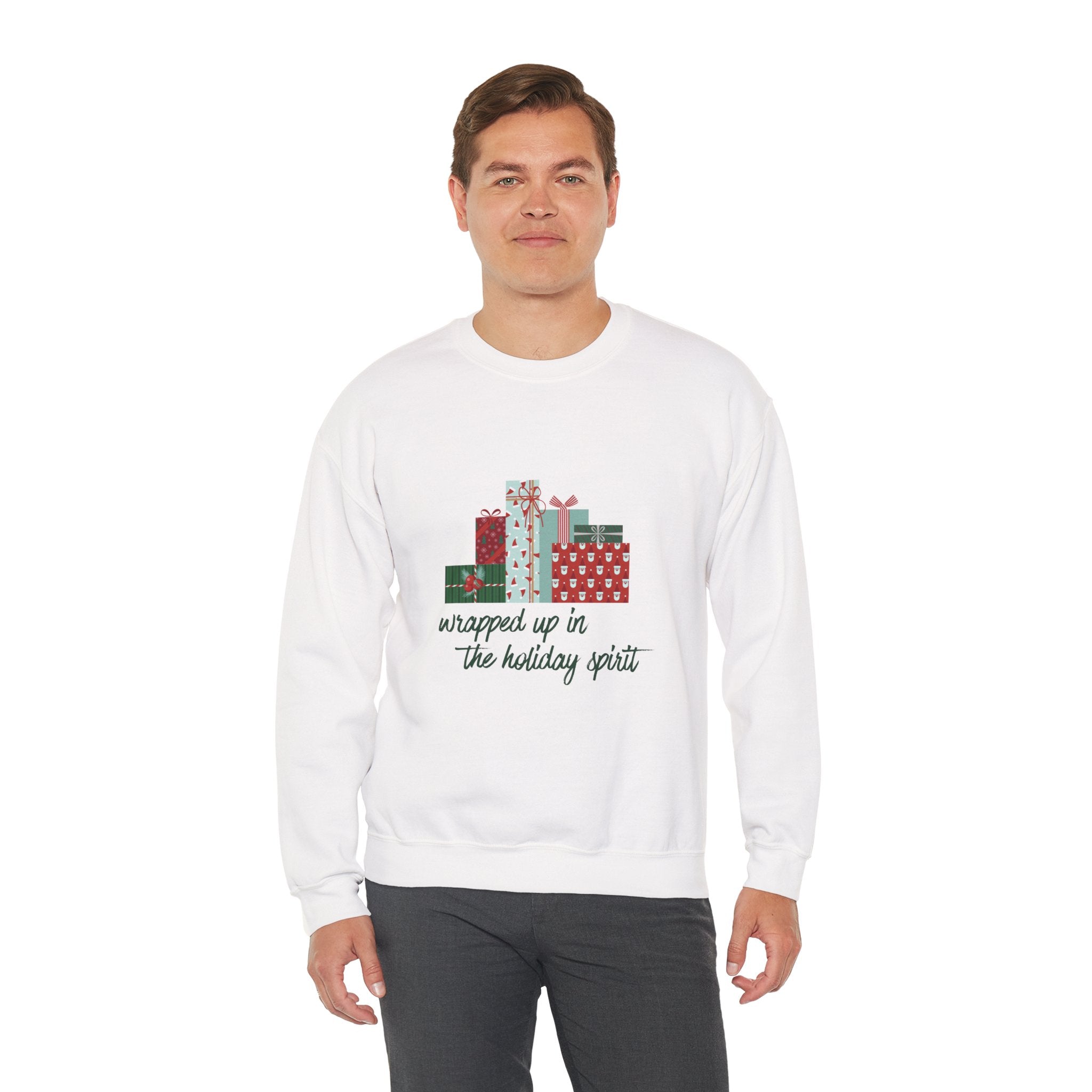 Wrapped Up In The Holiday Spirit- Red Crewneck Sweatshirt