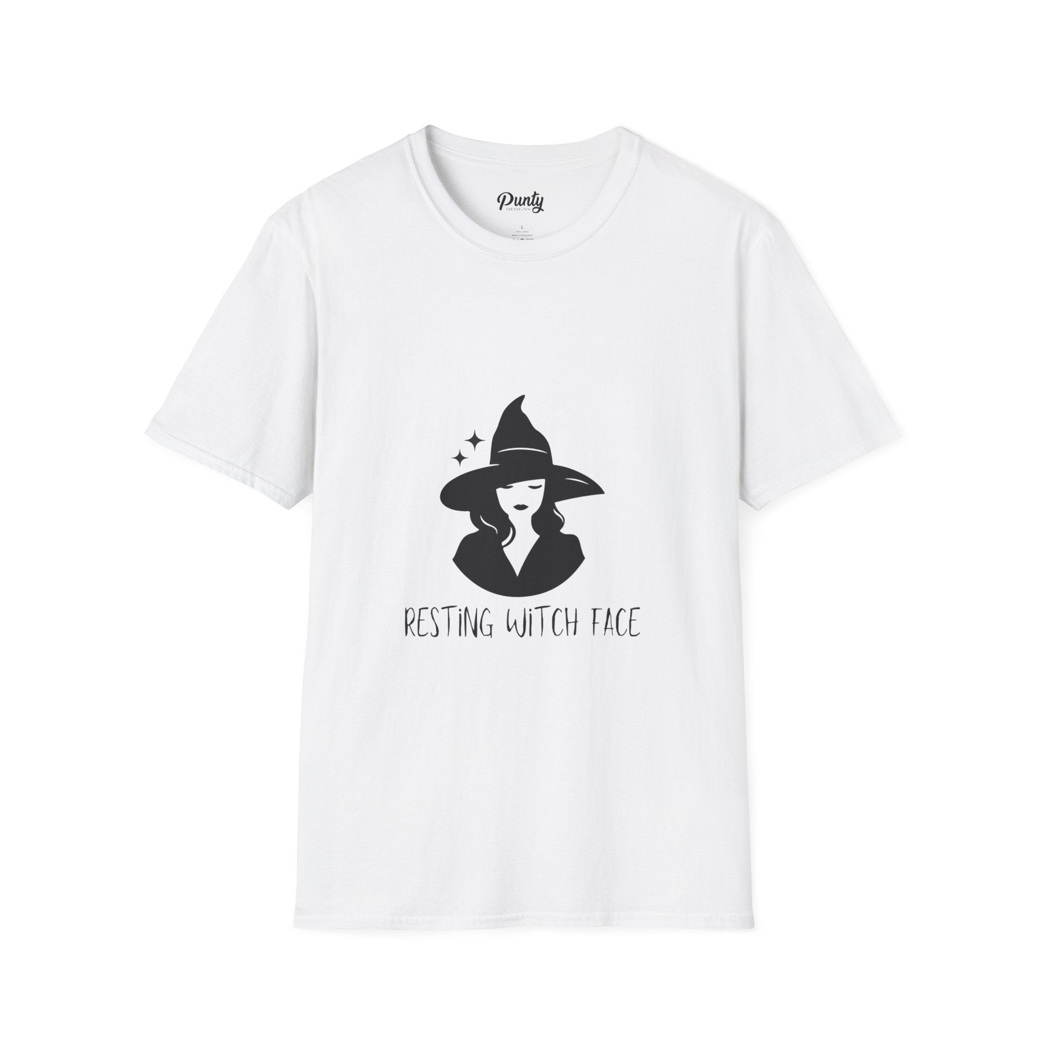 Resting Witch Face Black & White Softstyle Cotton Tee