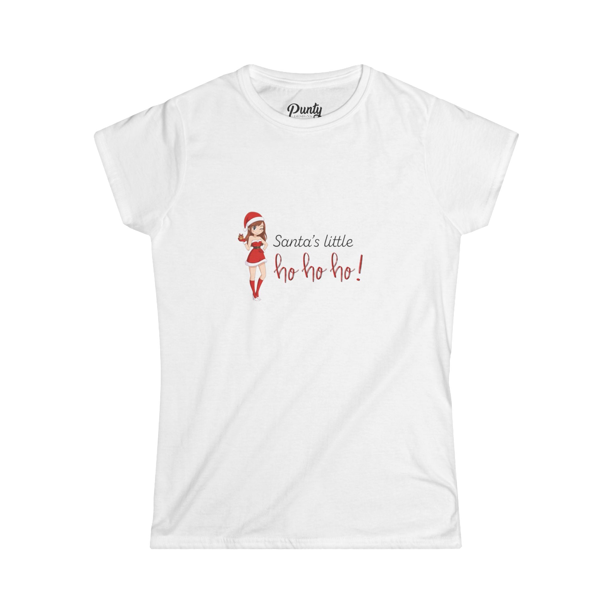 Santa's Little Ho Ho Ho Fitted Softstyle Cotton Tee