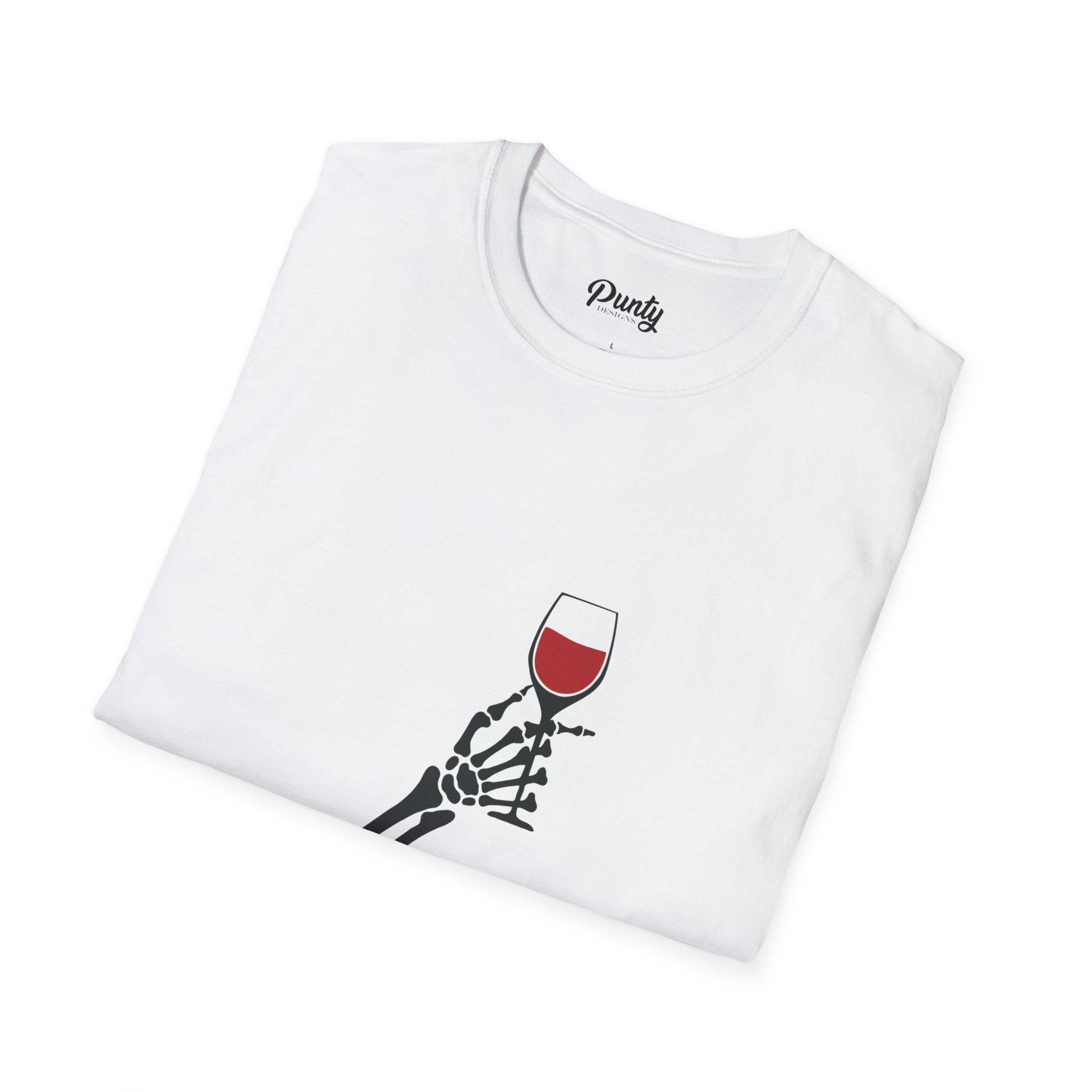 Happy Hallo-Wine Skeleton Softstyle Cotton Tee