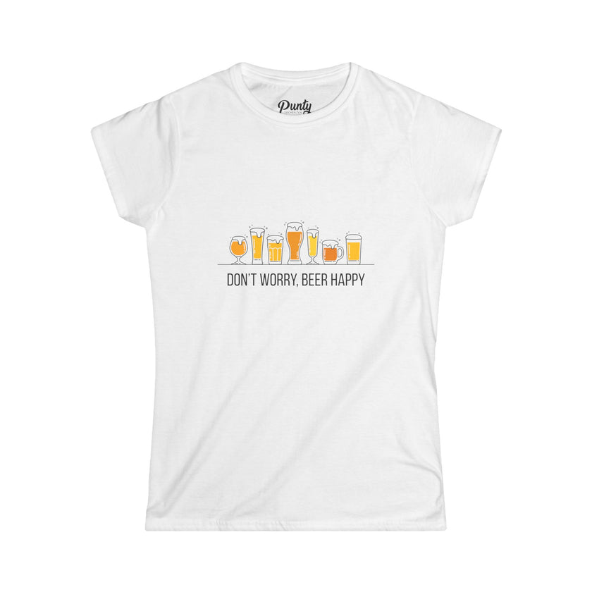 Don't Worry, Beer Happy Fitted Softstyle Cotton Tee