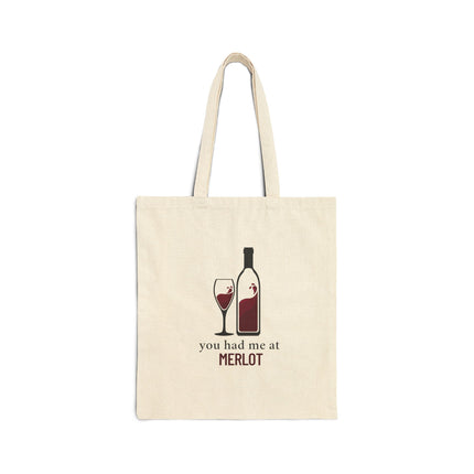 You Had Me At Merlot Cotton Canvas Tote