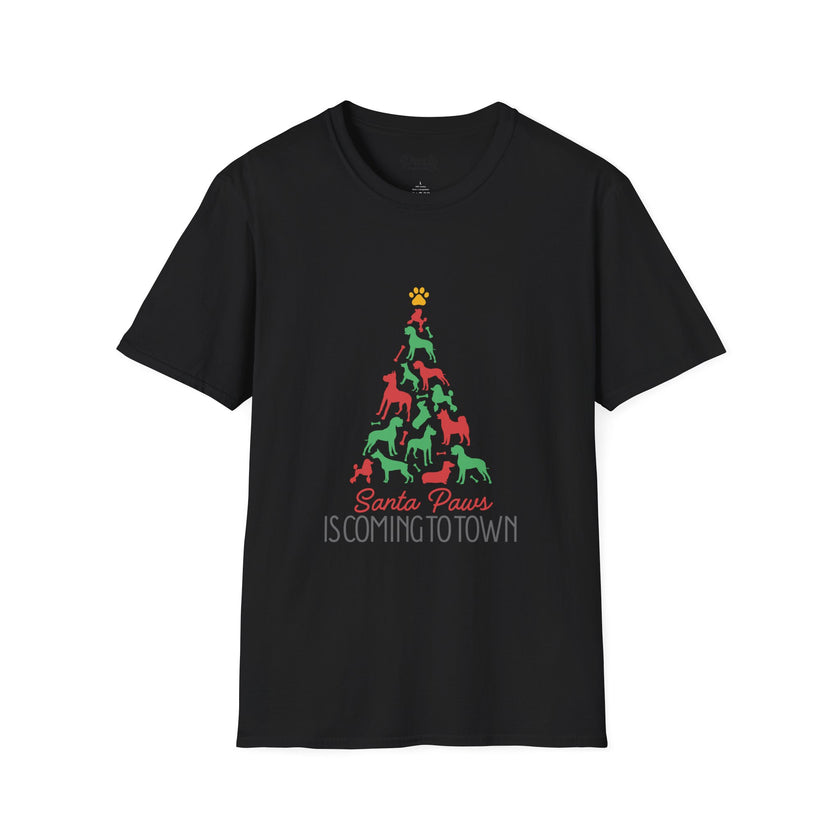 Santa Paws Is Coming To Town Softstyle Cotton Tee