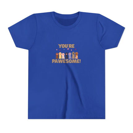 You're Pawesome- Hearts- Youth Short Sleeve Tee