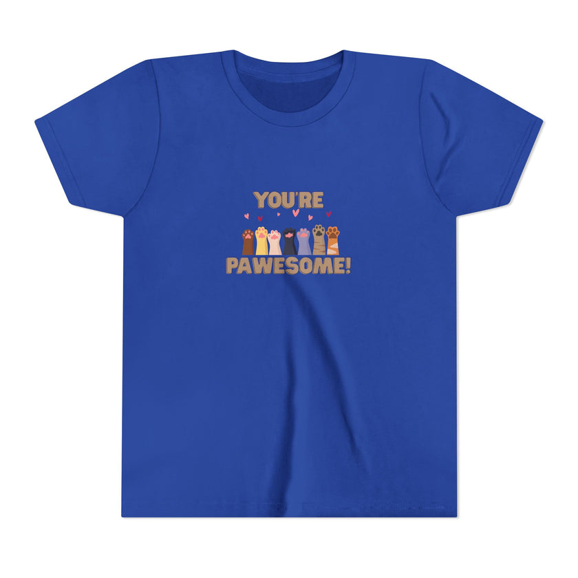 You're Pawesome- Hearts- Youth Short Sleeve Tee