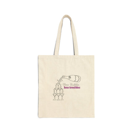 More Bubbles, Less Troubles - Pink - Cotton Canvas Tote
