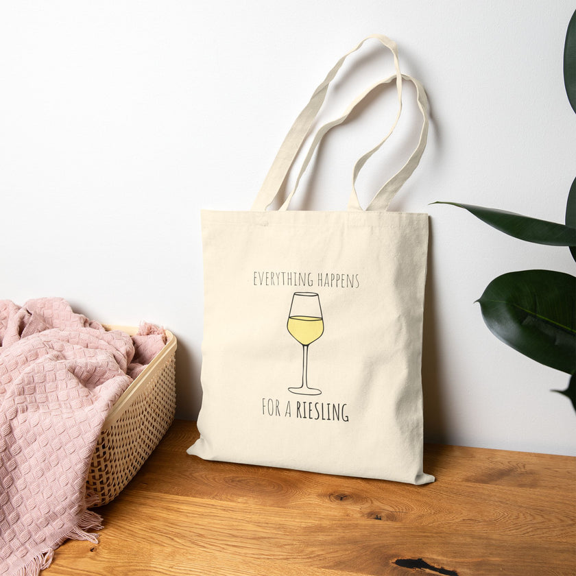 Everything Happens For a Riesling Cotton Canvas Tote