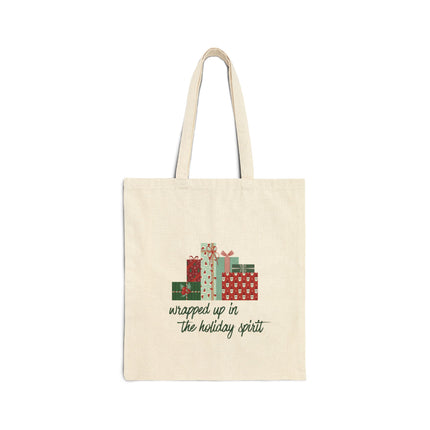 Wrapped Up In The Holiday Spirt Cotton Canvas Tote Bag