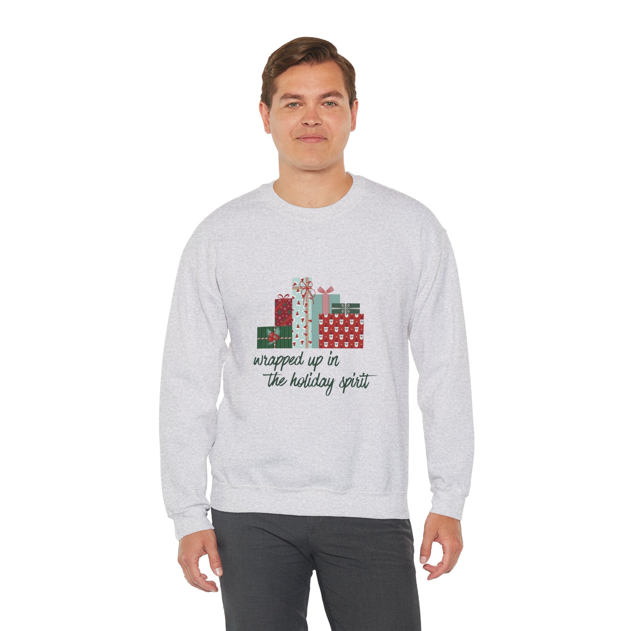 Wrapped Up In The Holiday Spirit- Red Crewneck Sweatshirt