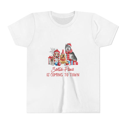 Santa Paws Is Coming To Town Youth Short Sleeve Tee