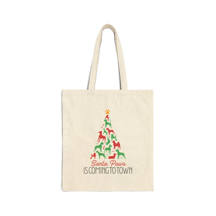 Santa Paws Cotton Canvas Tote Bag
