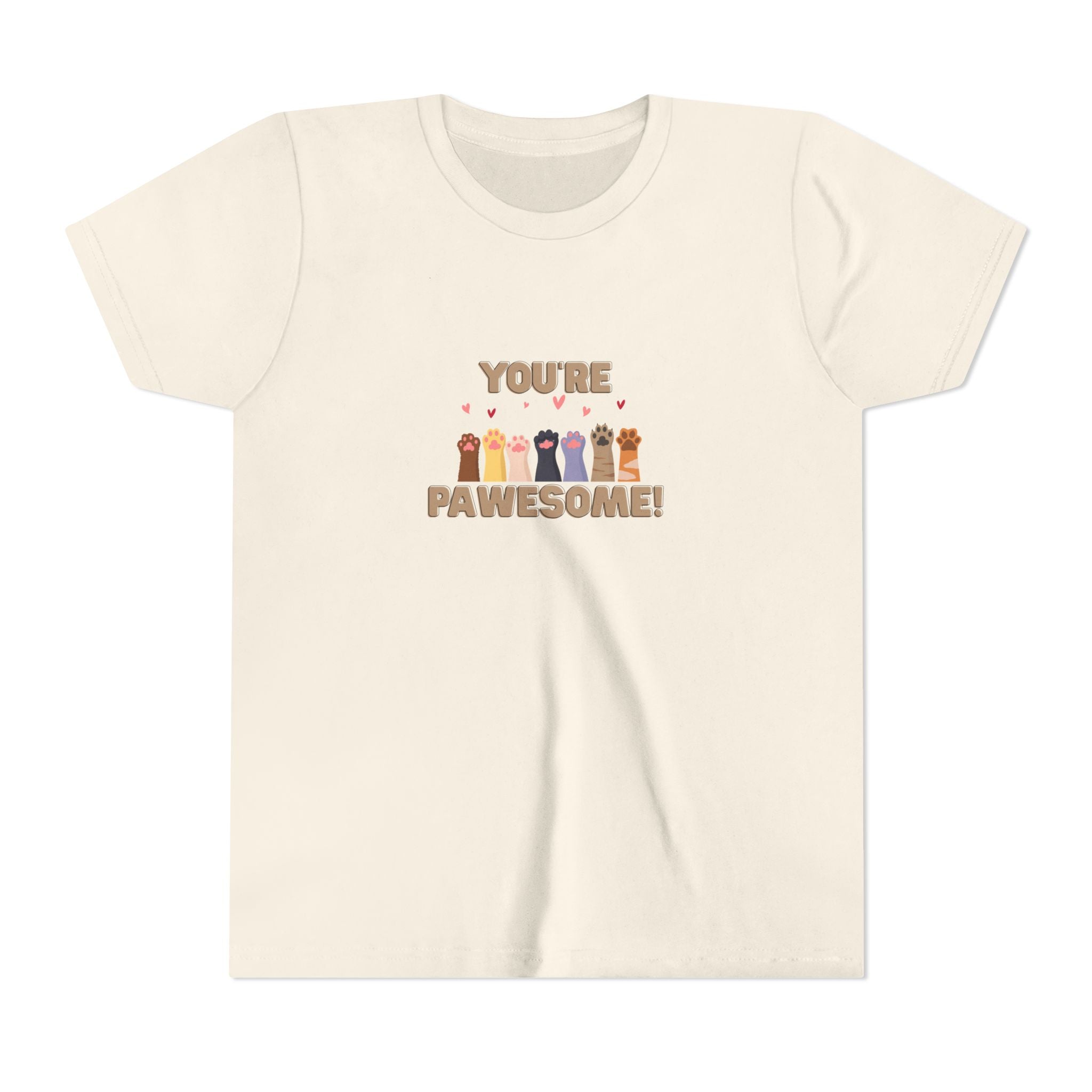 You're Pawesome- Hearts- Youth Short Sleeve Tee