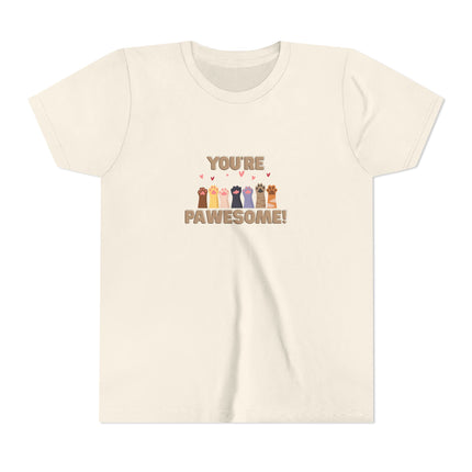 You're Pawesome- Hearts- Youth Short Sleeve Tee