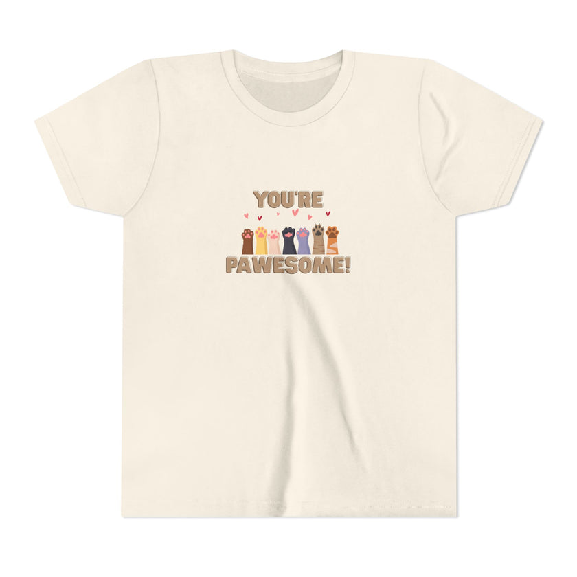 You're Pawesome- Hearts- Youth Short Sleeve Tee