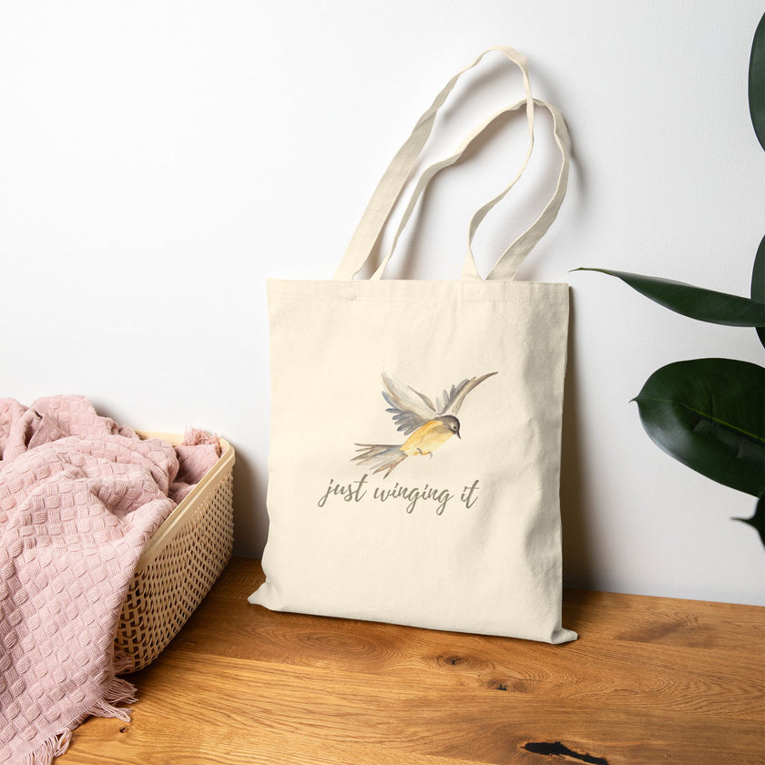 Just Winging It Cotton Canvas Tote