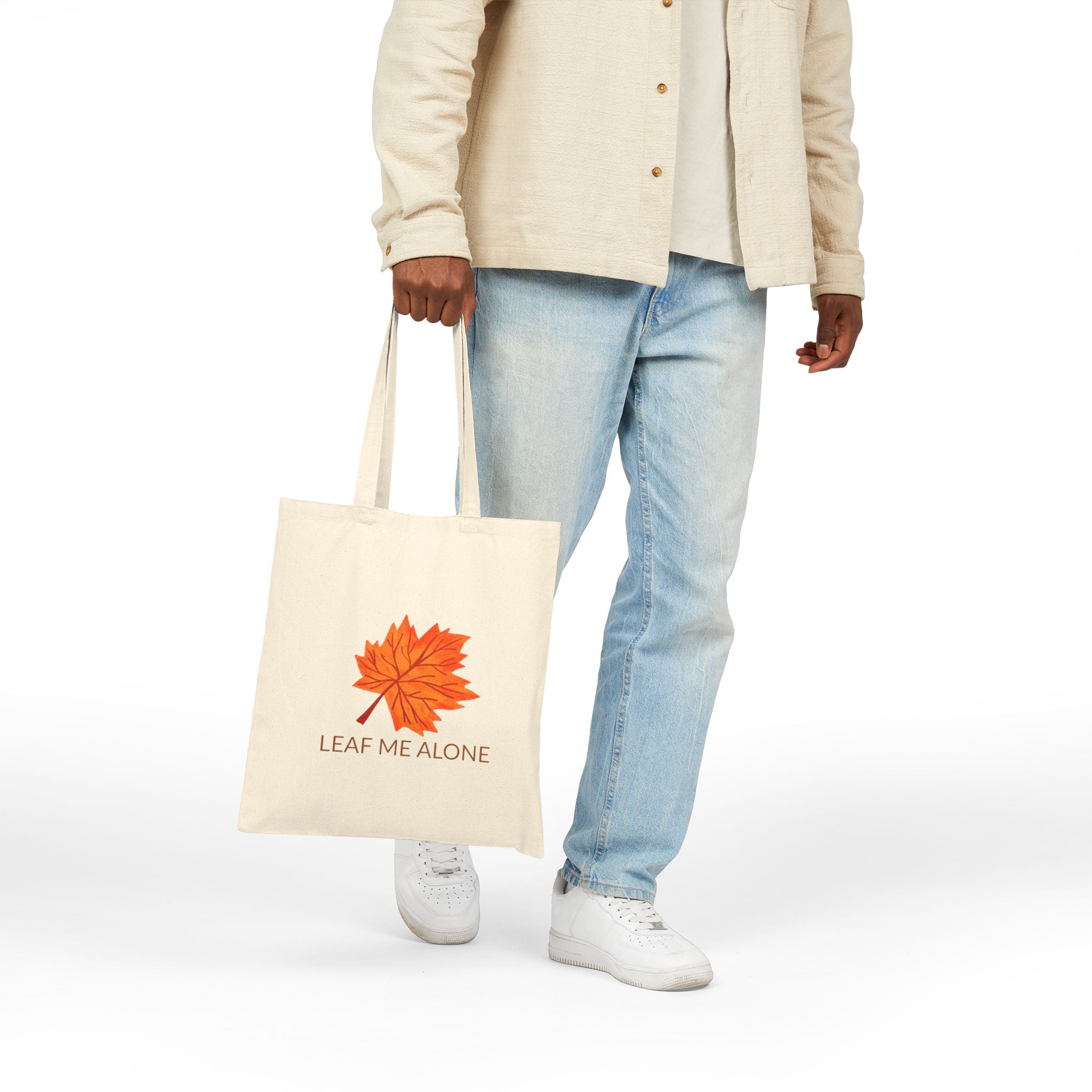 Leaf Me Alone Cotton Canvas Tote