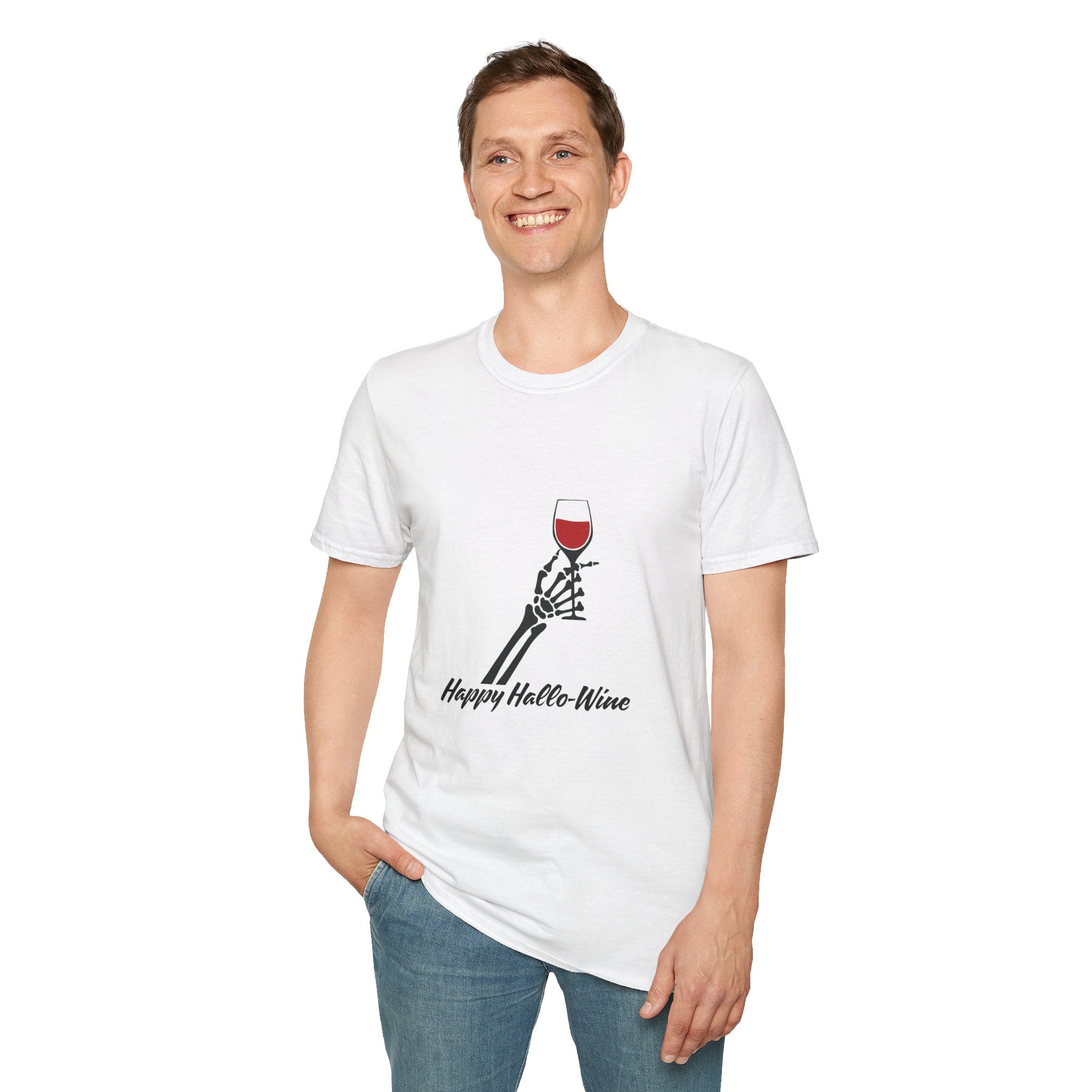 Happy Hallo-Wine Skeleton Softstyle Cotton Tee