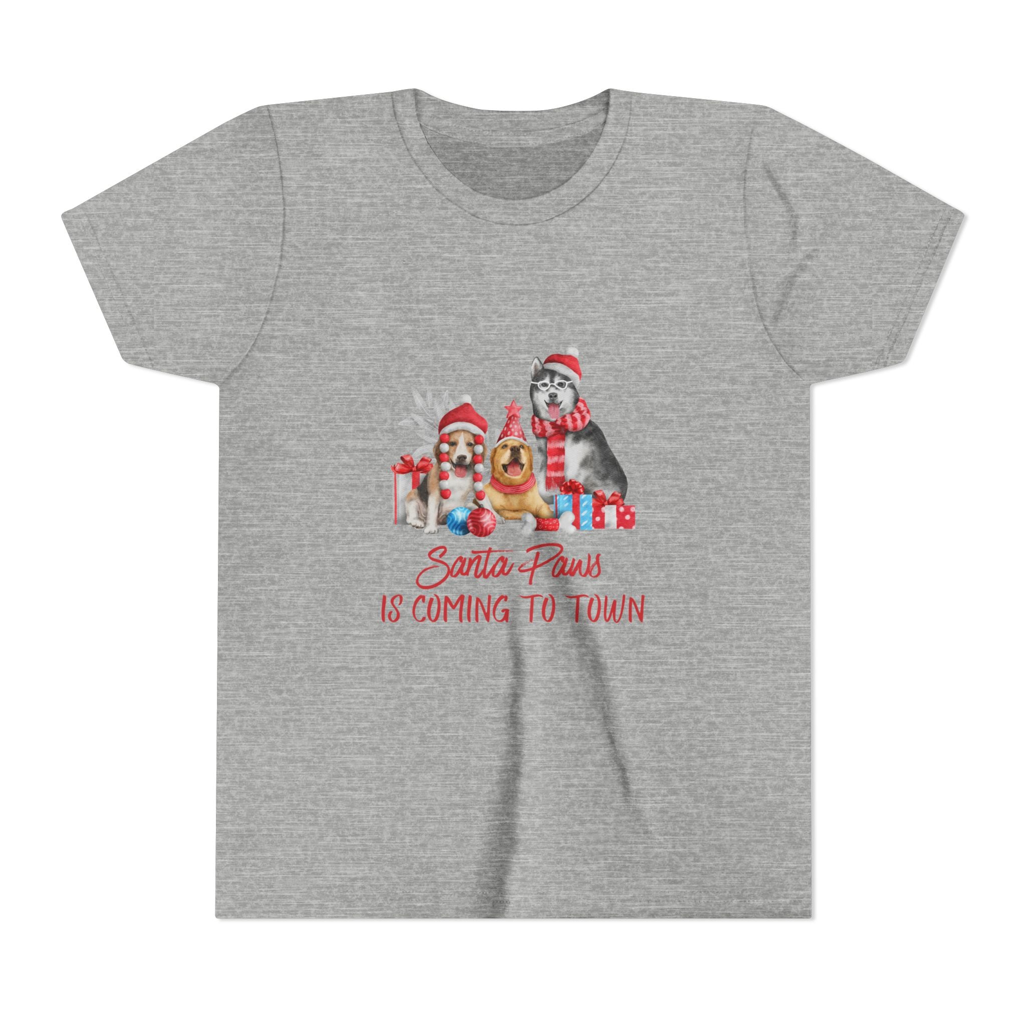 Santa Paws Is Coming To Town Youth Short Sleeve Tee