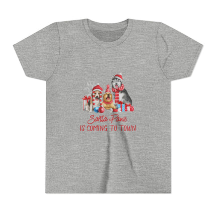 Santa Paws Is Coming To Town Youth Short Sleeve Tee