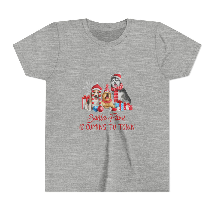 Santa Paws Is Coming To Town Youth Short Sleeve Tee