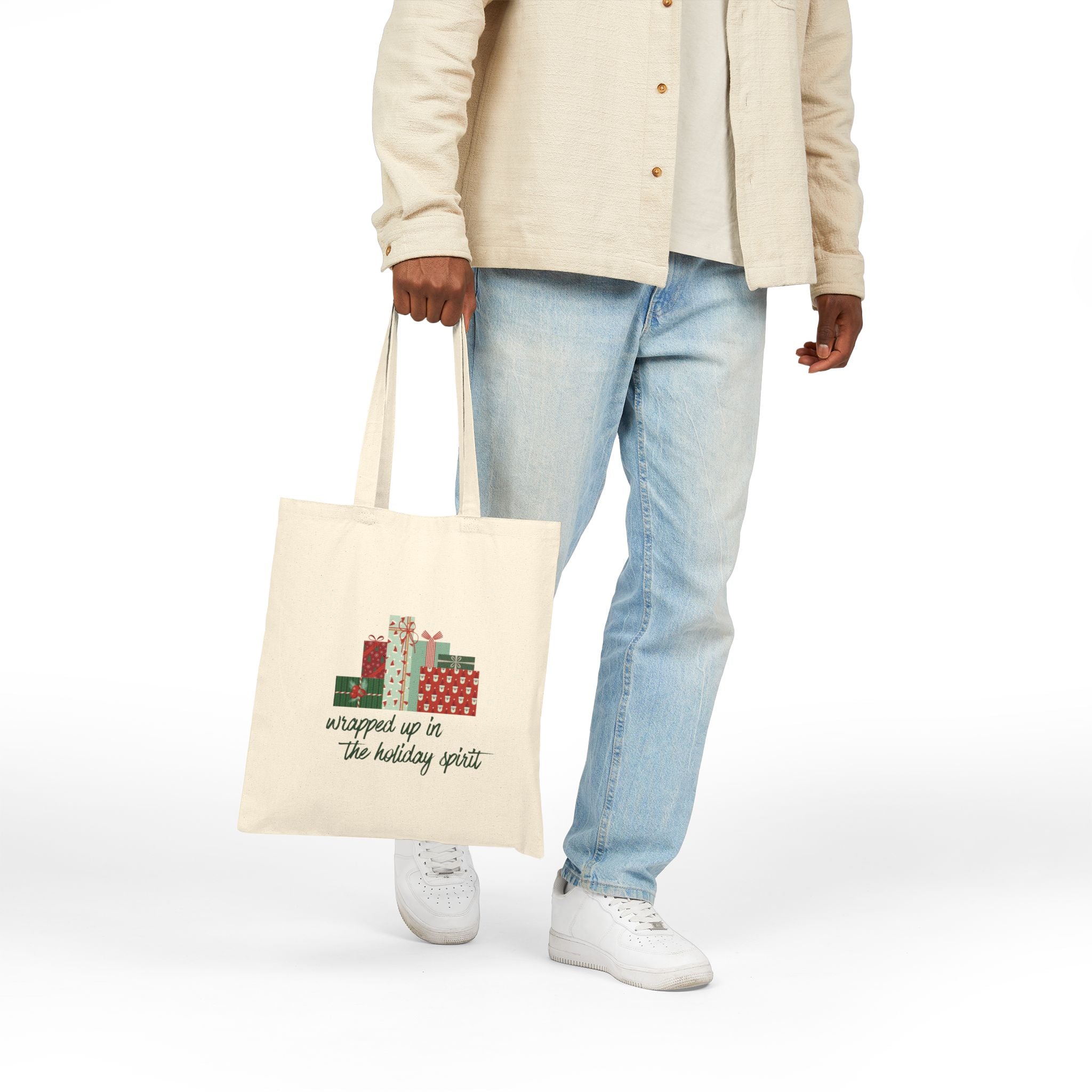 Wrapped Up In The Holiday Spirt Cotton Canvas Tote Bag