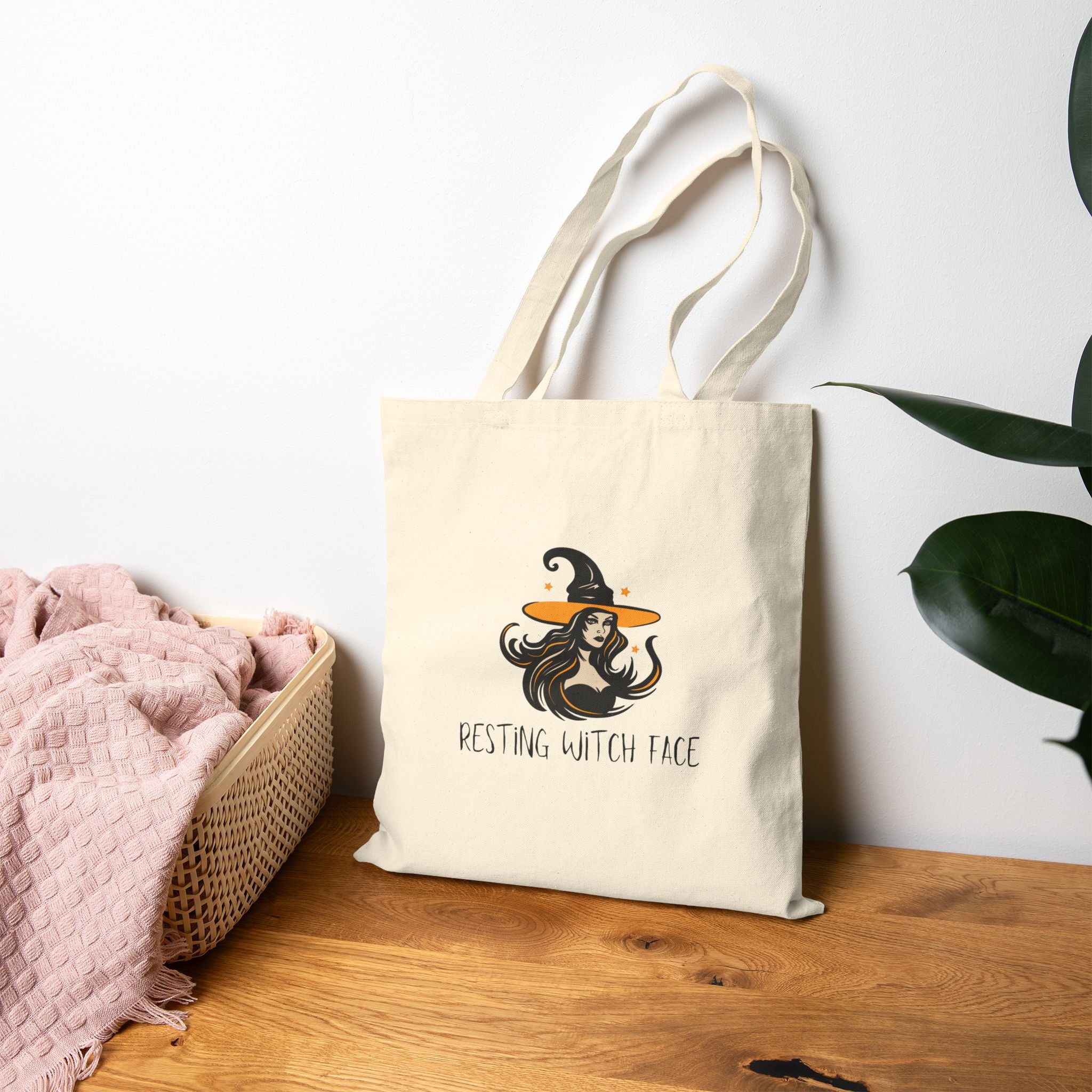Resting Witch Face Cotton Canvas Tote