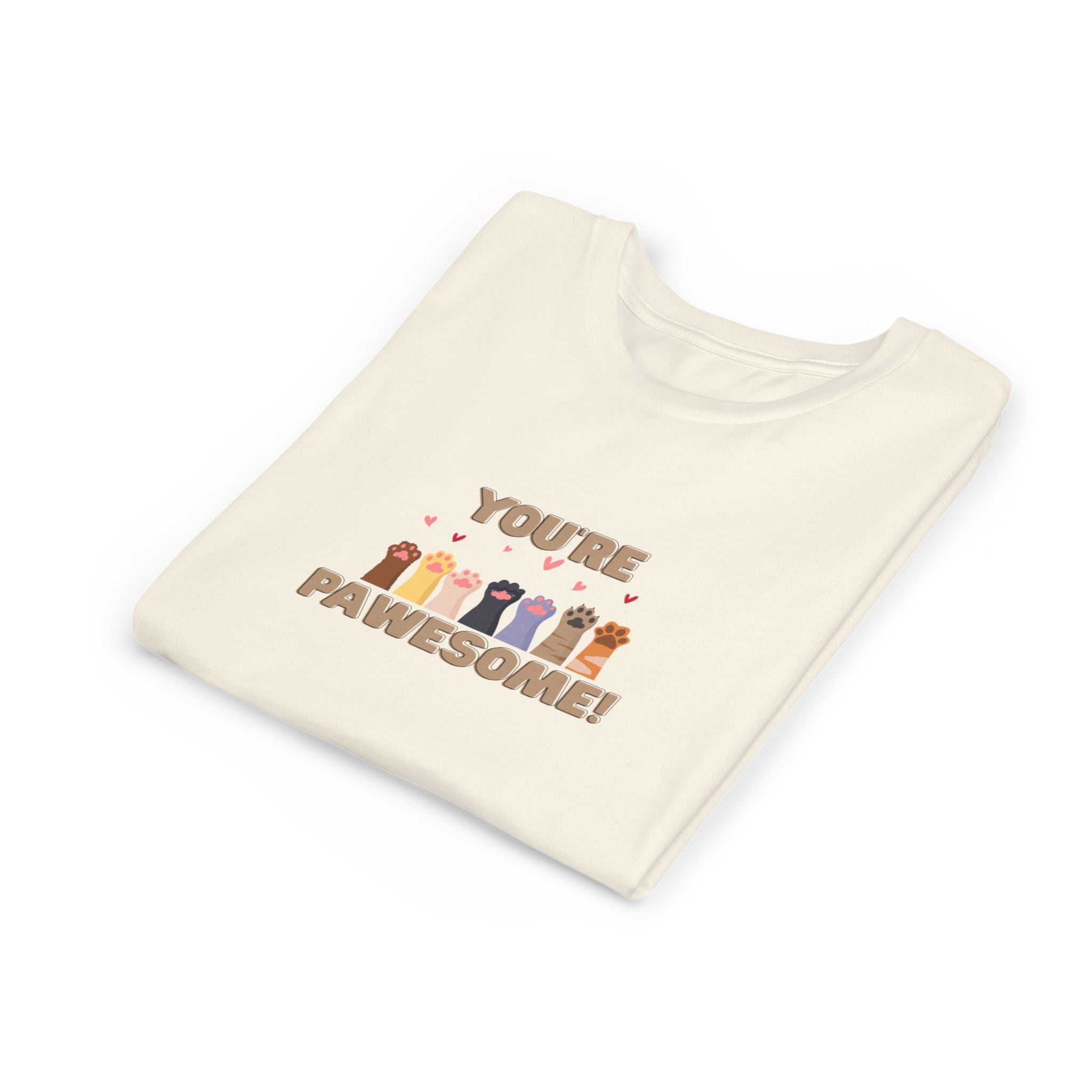 You're Pawesome- Hearts- Youth Short Sleeve Tee