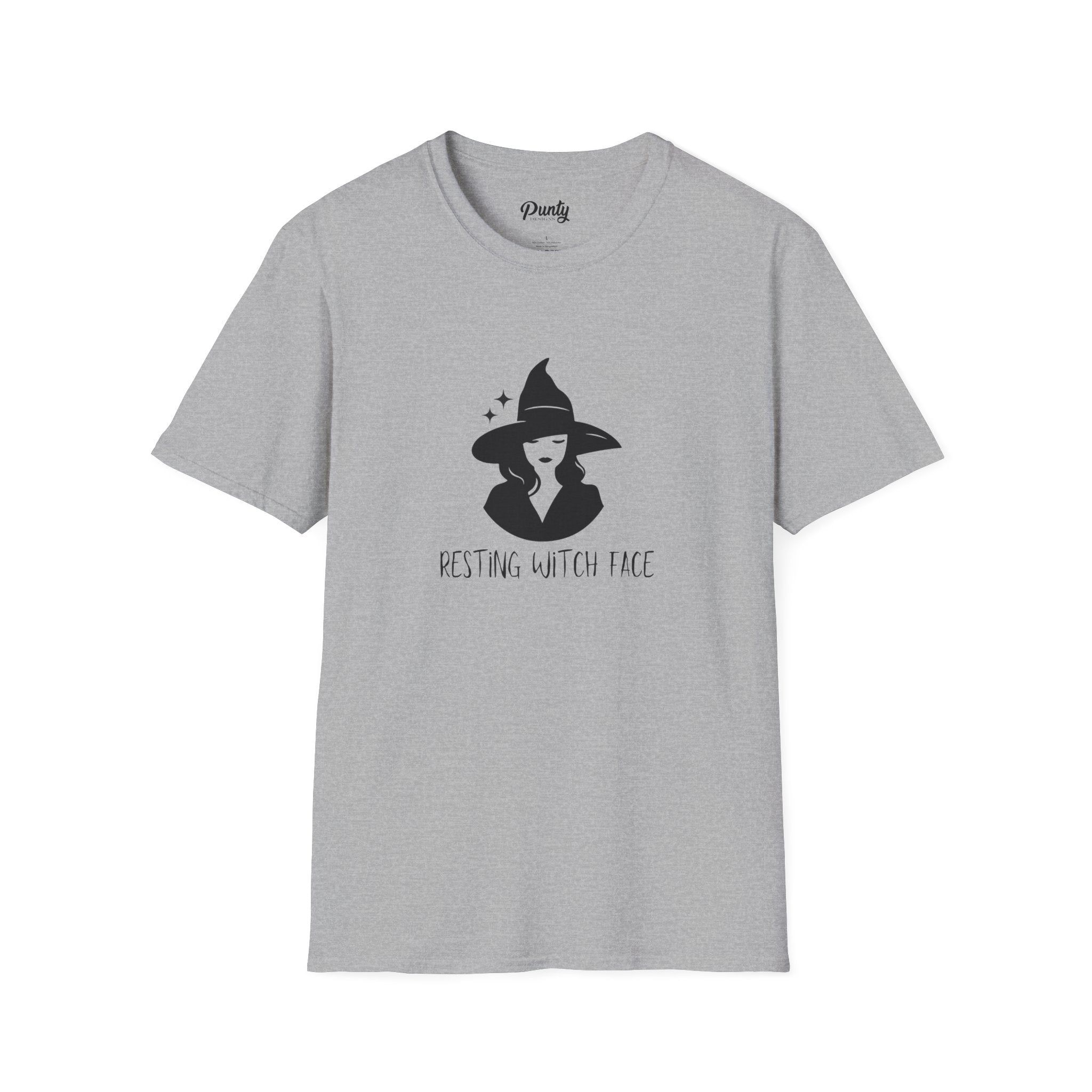 Resting Witch Face Black & White Softstyle Cotton Tee