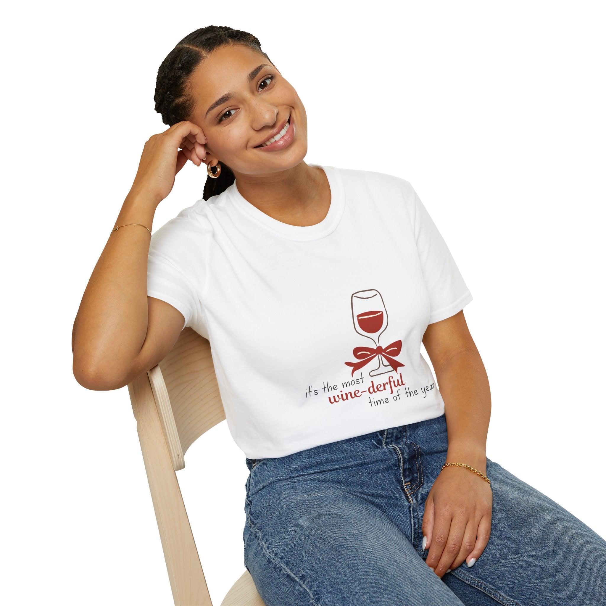 Most Winederful Time Of The Year - Bow - Softstyle Cotton Tee