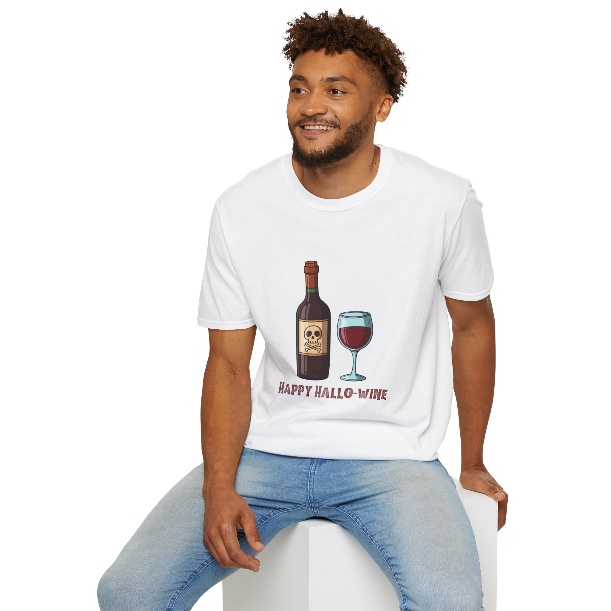 Happy Hallo-Wine Bottle Softstyle Cotton Tee