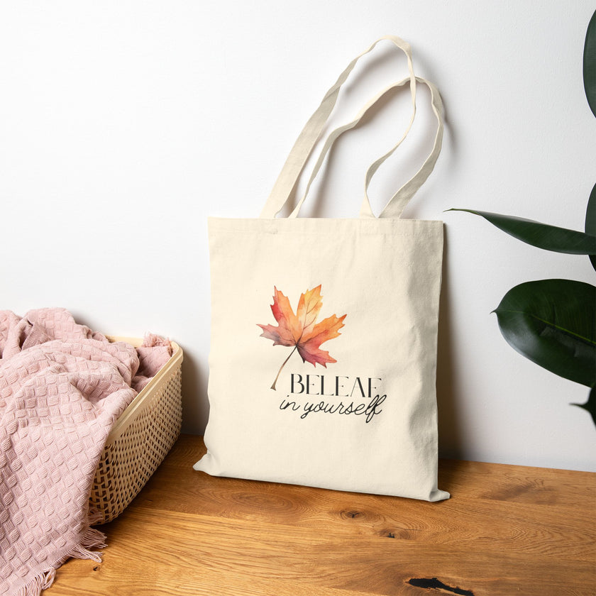 BeLeaf In Yourself Cotton Canvas Tote