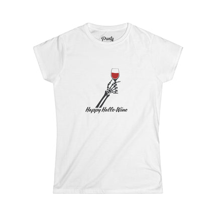 Happy Hallowine Skeleton Fitted Softstyle Cotton Tee