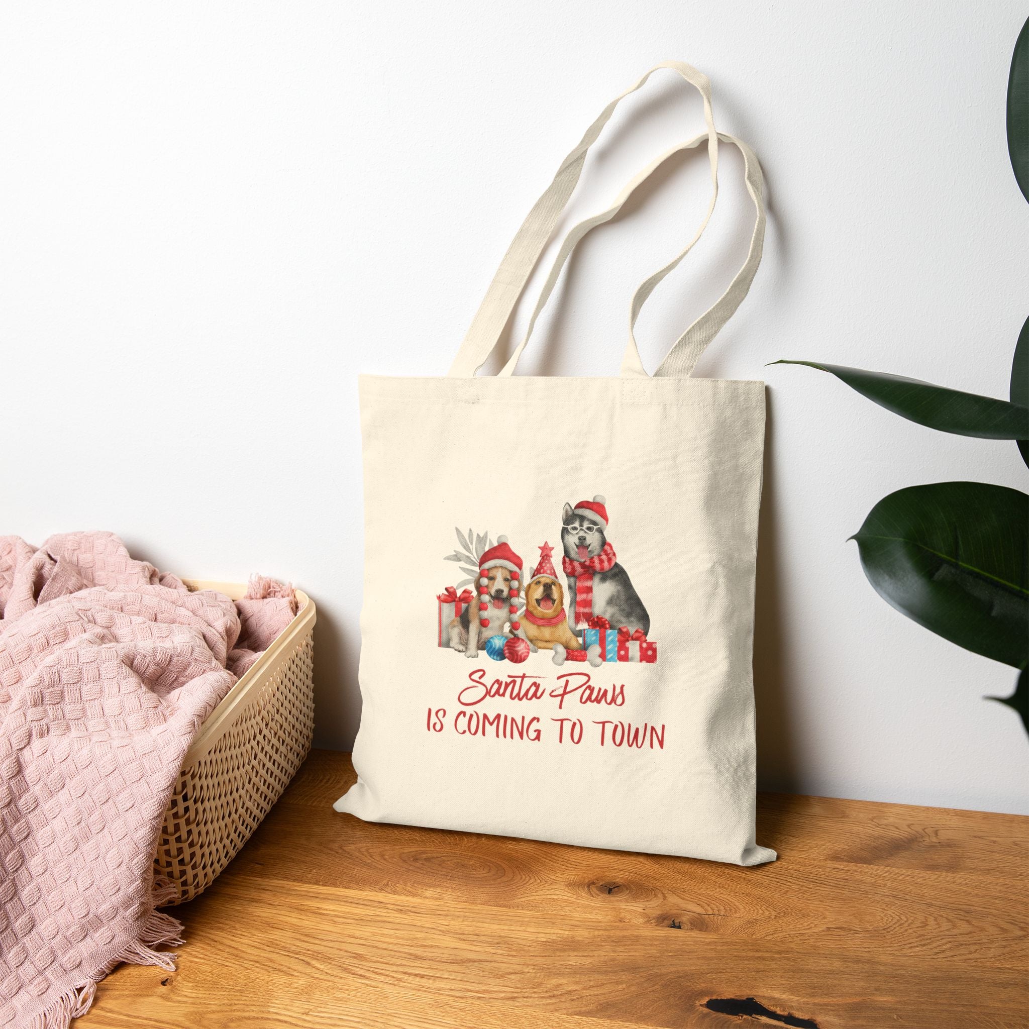 Santa Paws - Dogs - Cotton Canvas Tote Bag