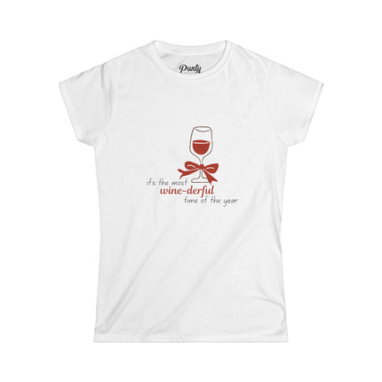 It's The Most Winederful Time Of The Year- Bow- Fitted Softstyle Cotton Tee