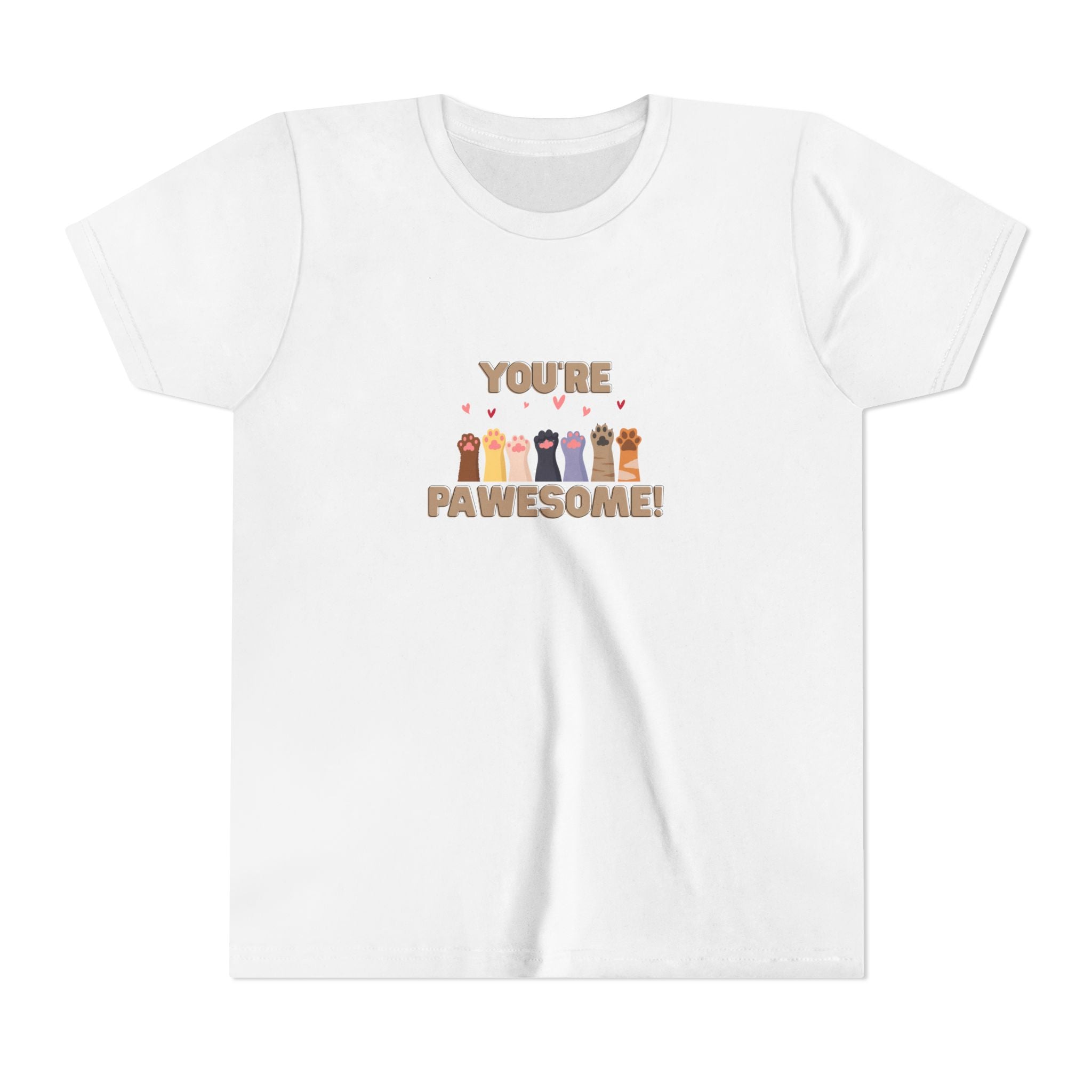 You're Pawesome- Hearts- Youth Short Sleeve Tee