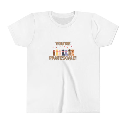You're Pawesome- Hearts- Youth Short Sleeve Tee