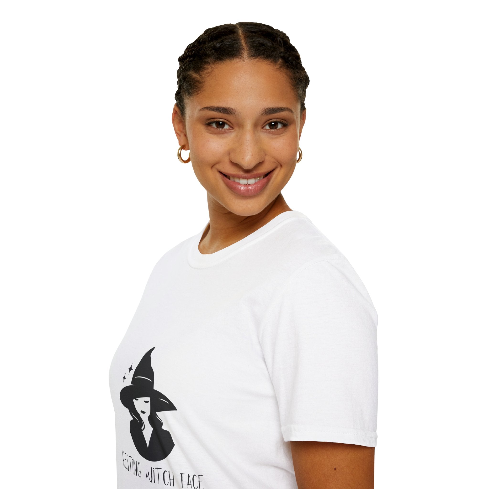 Resting Witch Face Black & White Softstyle Cotton Tee
