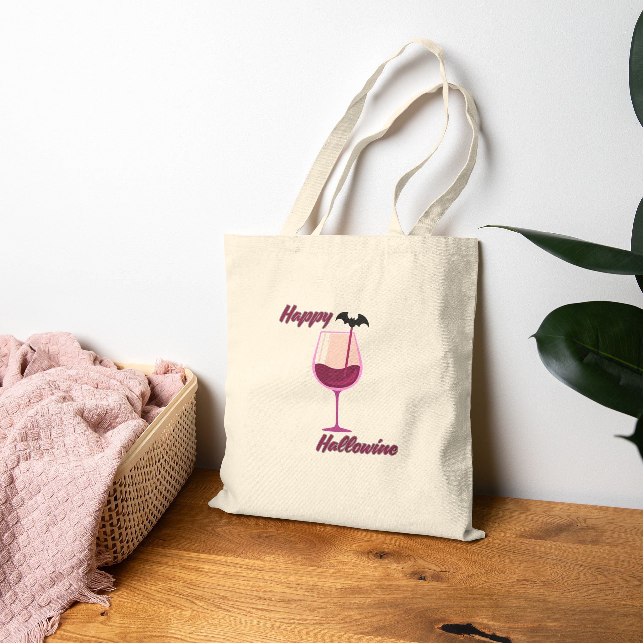 Happy Hallowine Cotton Canvas Tote
