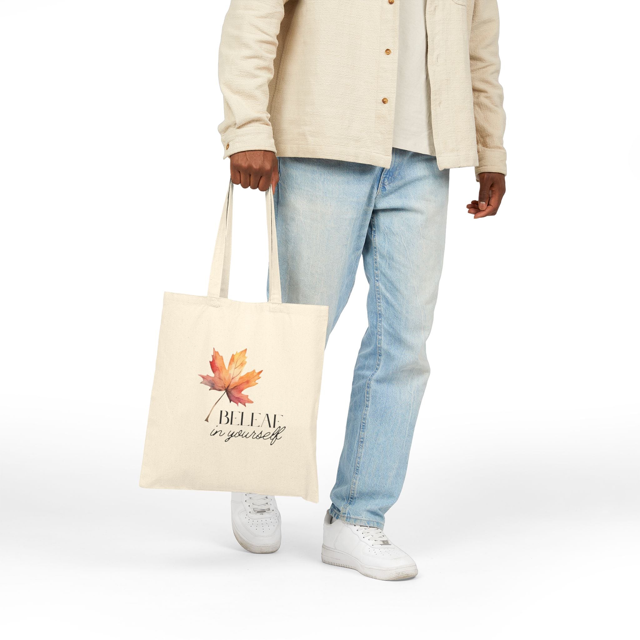 BeLeaf In Yourself Cotton Canvas Tote