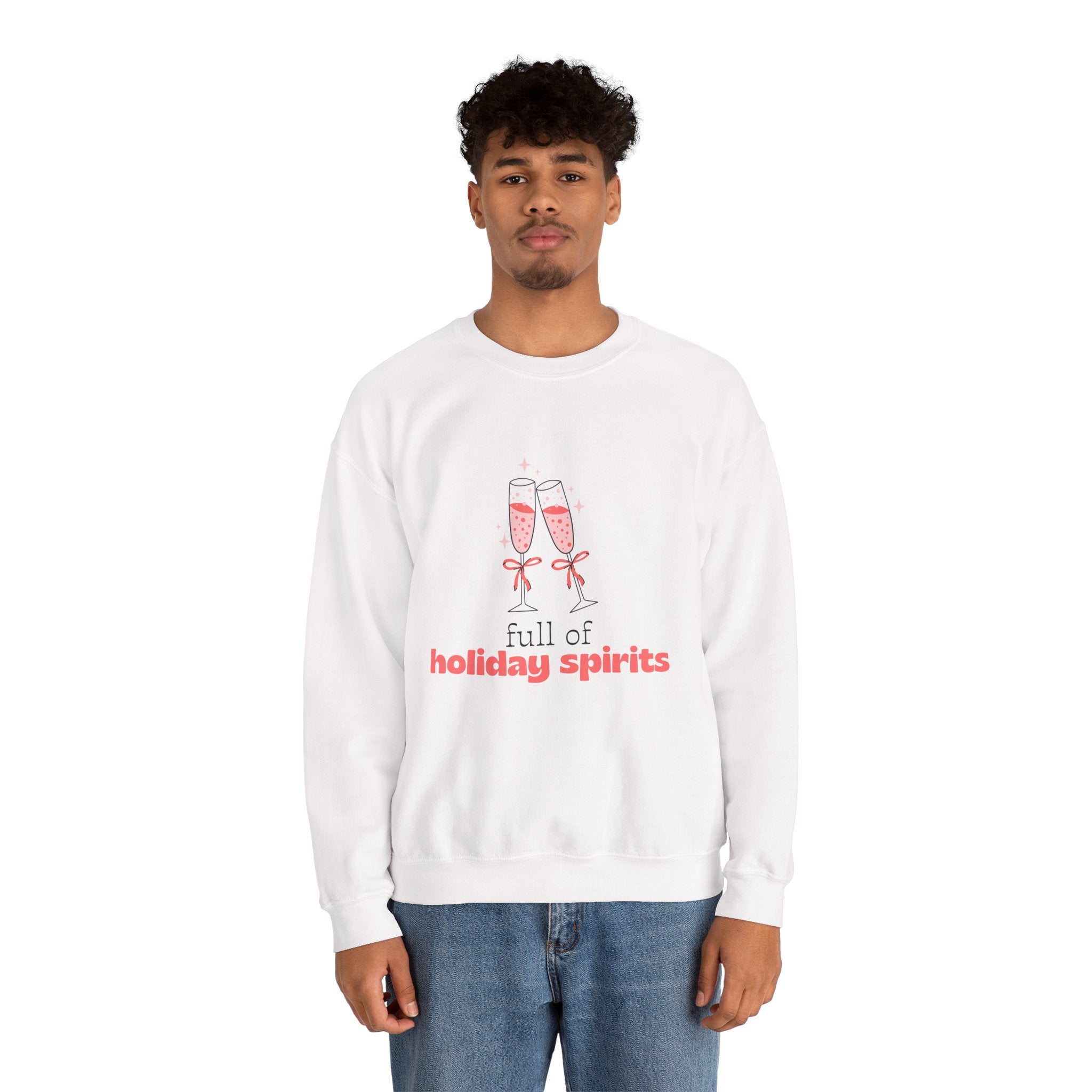 Full Of Holiday Spirits - Pink Crewneck Sweatshirt