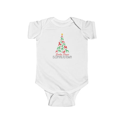 Santa Paws Is Coming To Town- Tree- Baby Onesie