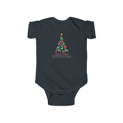 Santa Paws Is Coming To Town- Tree- Baby Onesie