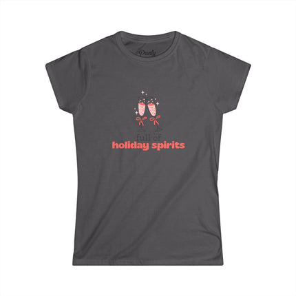 Full Of Holiday Spirits- Pink- Fitted Softstyle Cotton Tee
