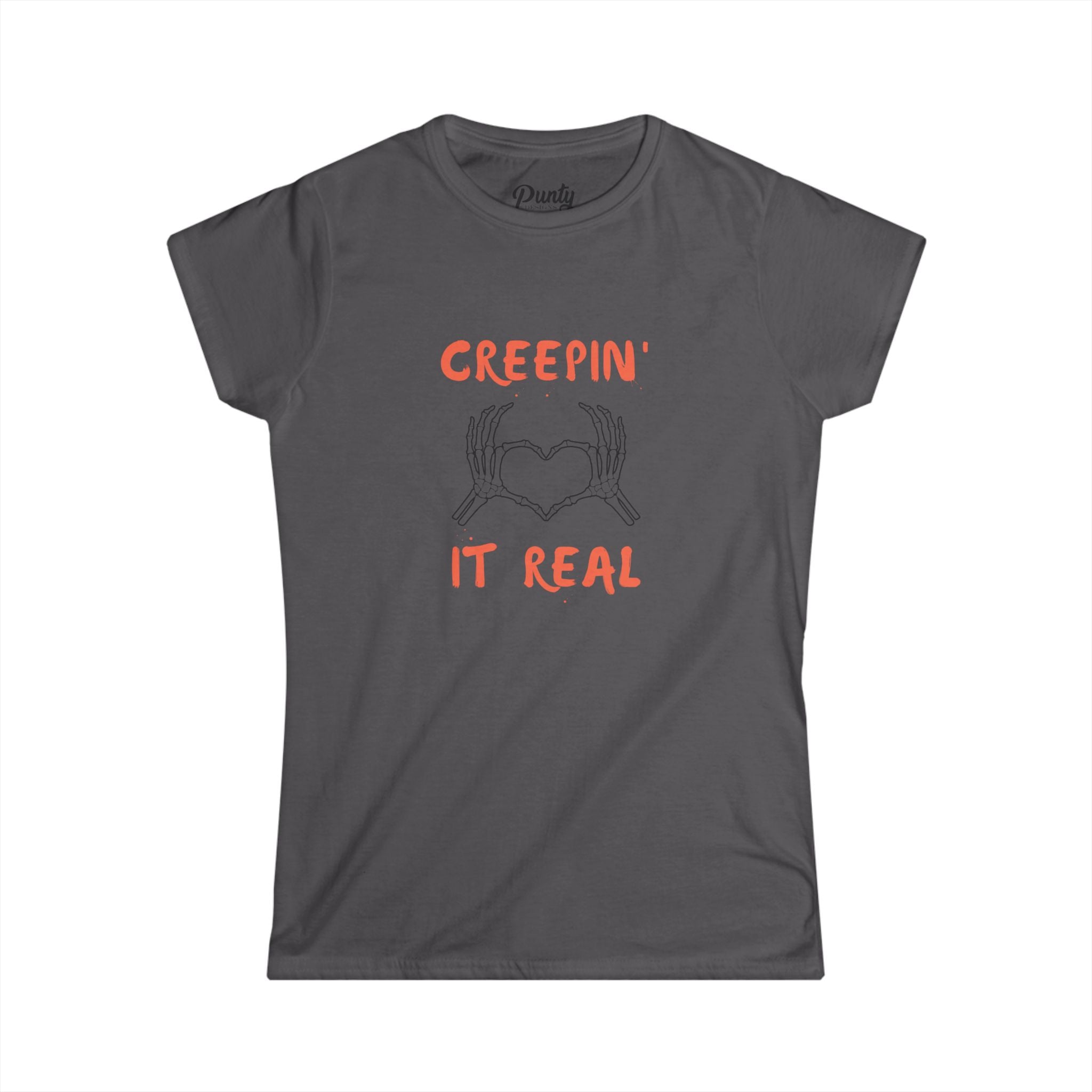 Creepin' It Real Skeleton Heart Fitted Softstyle Cotton Tee