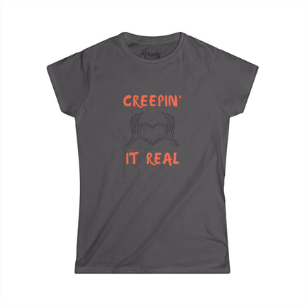 Creepin' It Real Skeleton Heart Fitted Softstyle Cotton Tee