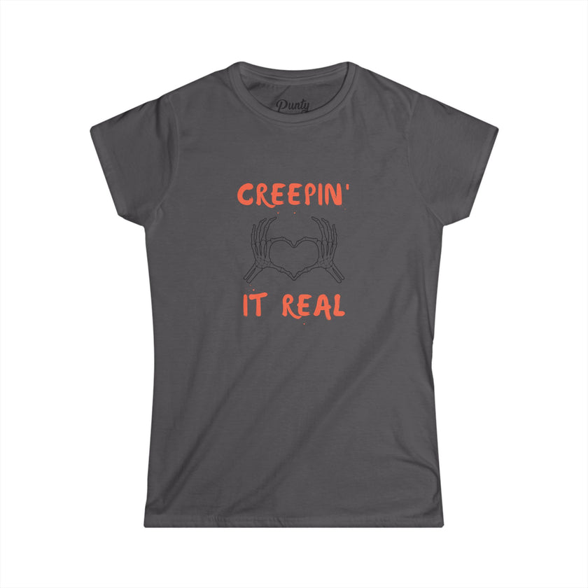 Creepin' It Real Skeleton Heart Fitted Softstyle Cotton Tee
