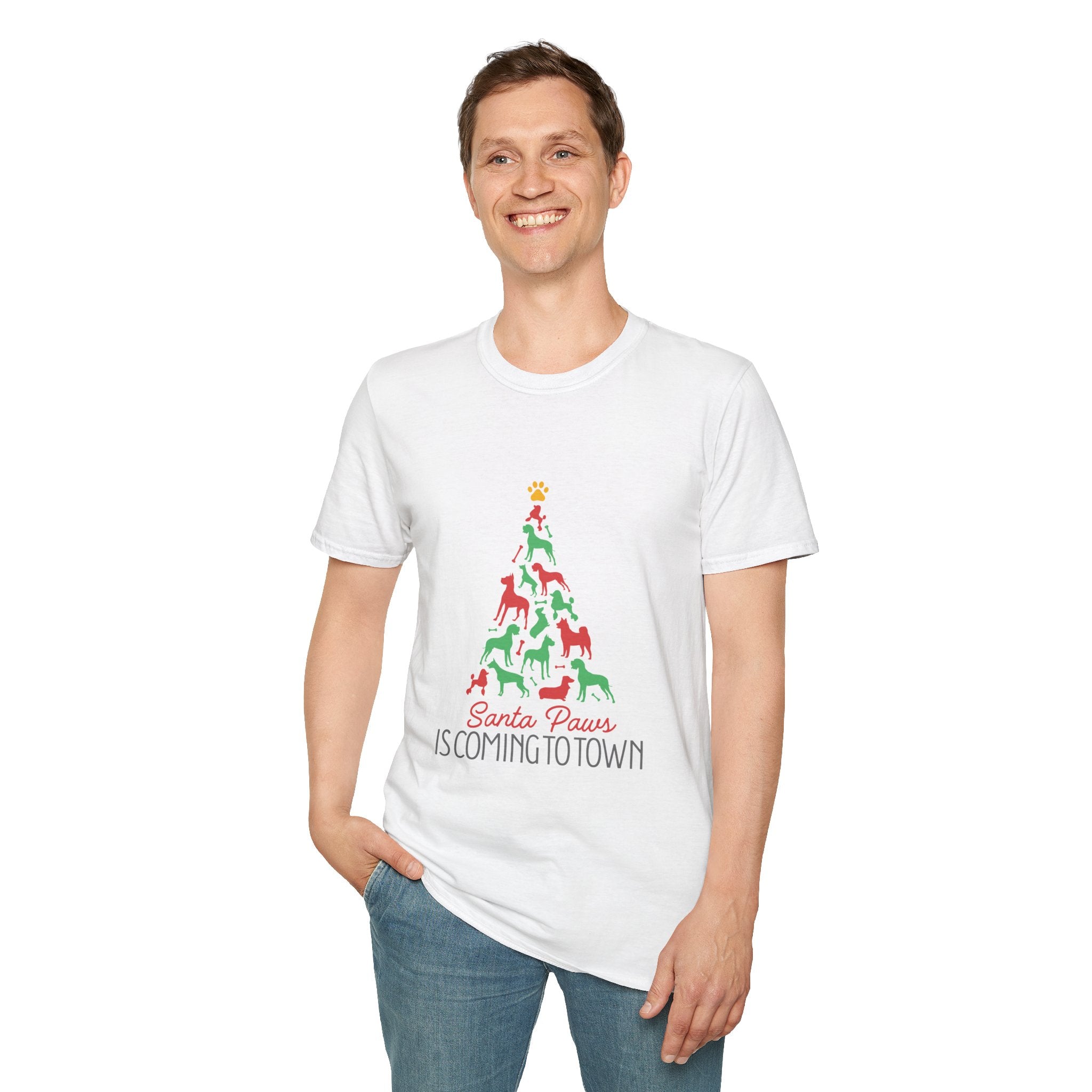 Santa Paws Is Coming To Town Softstyle Cotton Tee