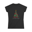 Santa Paws Is Coming To Town- Tree- Fitted Softstyle Cotton Tee