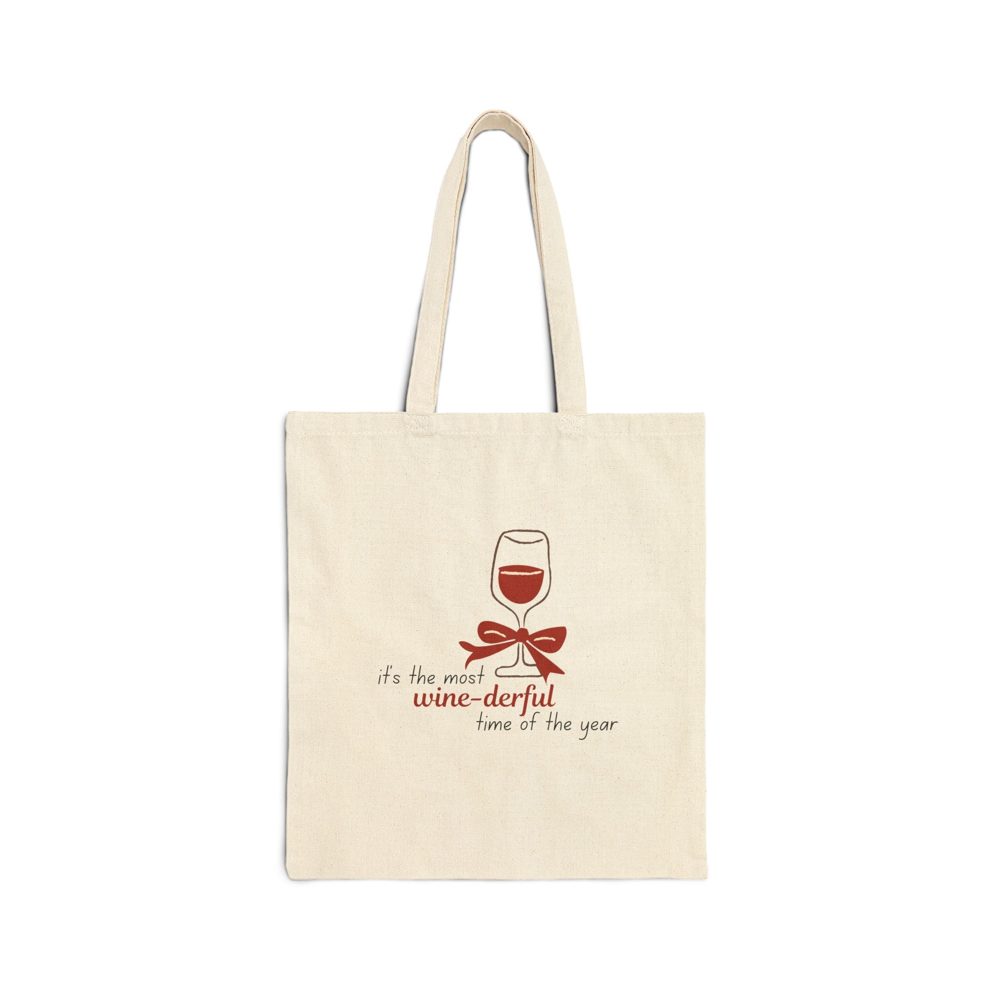 Most Winederful Time Of The Year - Bow - Cotton Canvas Tote Bag